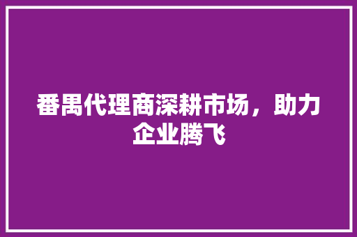 番禺代理商深耕市场，助力企业腾飞