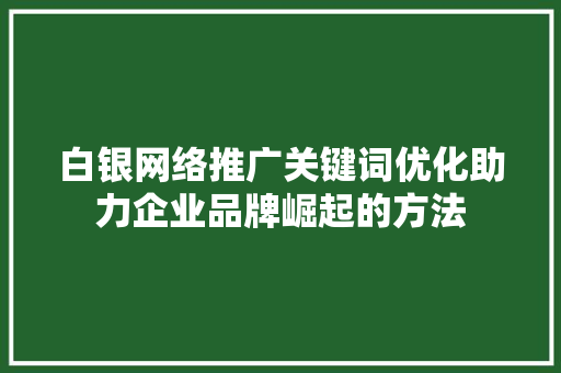 白银网络推广关键词优化助力企业品牌崛起的方法