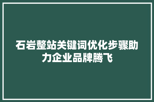 石岩整站关键词优化步骤助力企业品牌腾飞