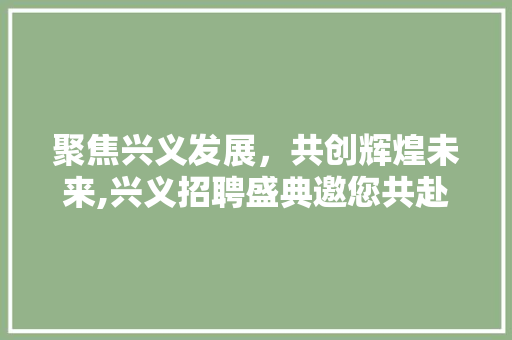 聚焦兴义发展，共创辉煌未来,兴义招聘盛典邀您共赴前程