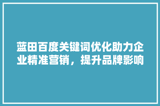 蓝田百度关键词优化助力企业精准营销，提升品牌影响力 番茄种植技巧