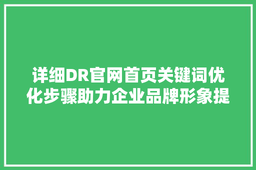 详细DR官网首页关键词优化步骤助力企业品牌形象提升