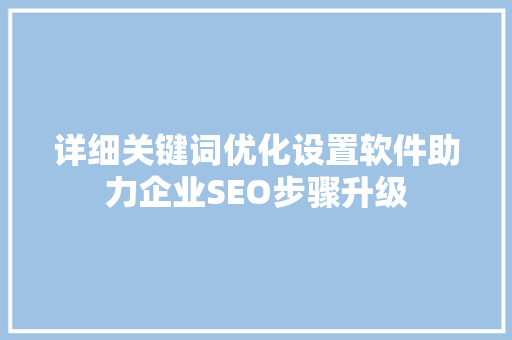 详细关键词优化设置软件助力企业SEO步骤升级