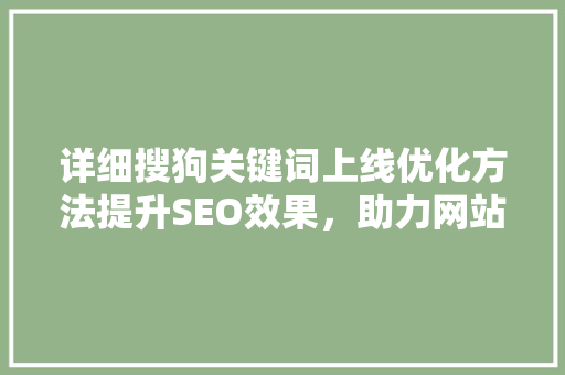 详细搜狗关键词上线优化方法提升SEO效果，助力网站排名跃升
