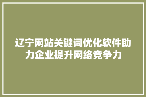 辽宁网站关键词优化软件助力企业提升网络竞争力