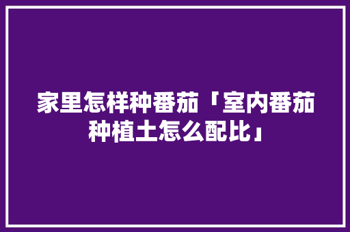 家里怎样种番茄「室内番茄种植土怎么配比」 家里怎样种番茄「室内番茄种植土怎么配比」 种植技巧