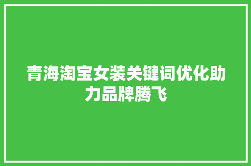 青海淘宝女装关键词优化助力品牌腾飞