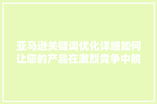 亚马逊关键词优化详细如何让您的产品在激烈竞争中脱颖而出