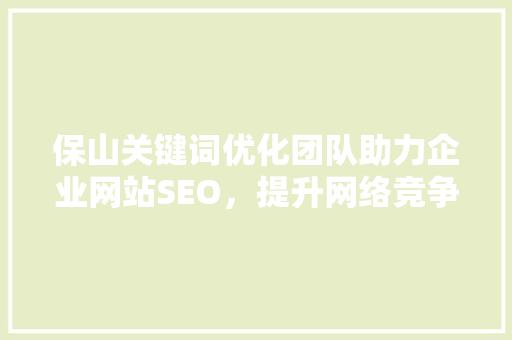 保山关键词优化团队助力企业网站SEO，提升网络竞争力