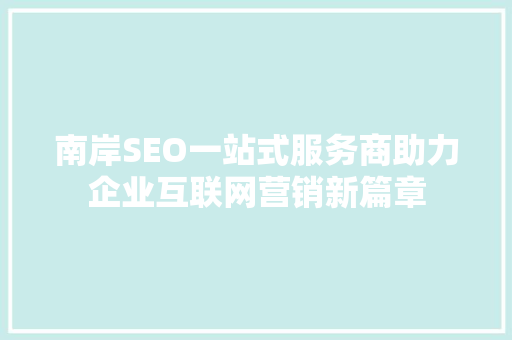 南岸SEO一站式服务商助力企业互联网营销新篇章