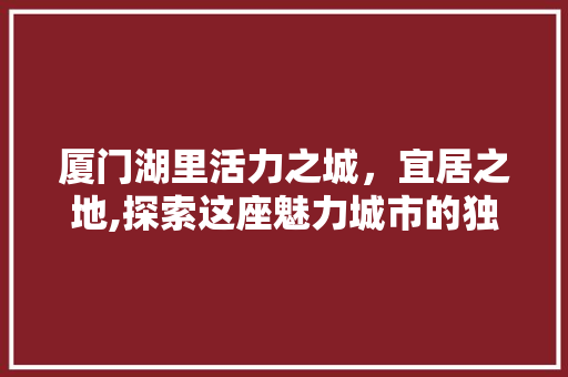 厦门湖里活力之城，宜居之地,探索这座魅力城市的独特魅力