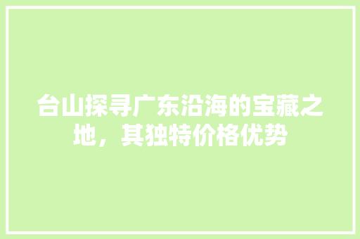 台山探寻广东沿海的宝藏之地，其独特价格优势
