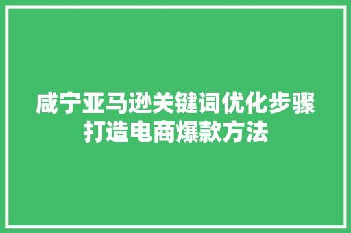 咸宁亚马逊关键词优化步骤打造电商爆款方法