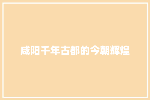 咸阳千年古都的今朝辉煌