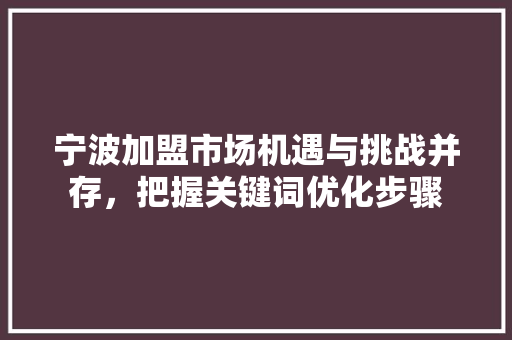 宁波加盟市场机遇与挑战并存，把握关键词优化步骤