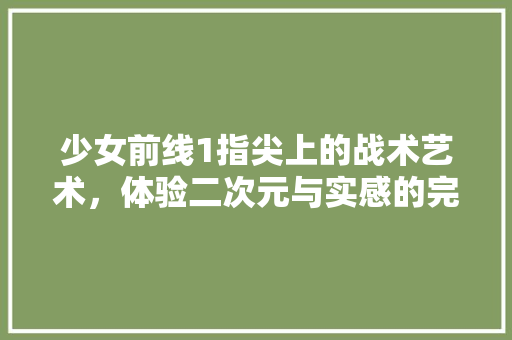 少女前线1指尖上的战术艺术，体验二次元与实感的完美融合