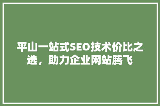 平山一站式SEO技术价比之选，助力企业网站腾飞