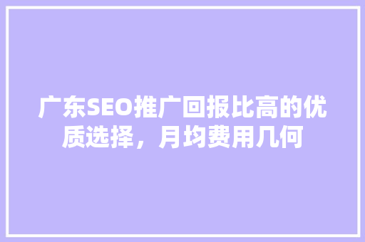 广东SEO推广回报比高的优质选择，月均费用几何