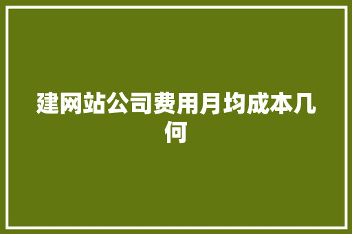建网站公司费用月均成本几何