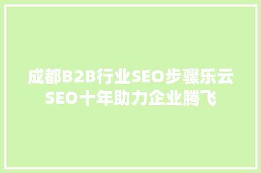 成都B2B行业SEO步骤乐云SEO十年助力企业腾飞