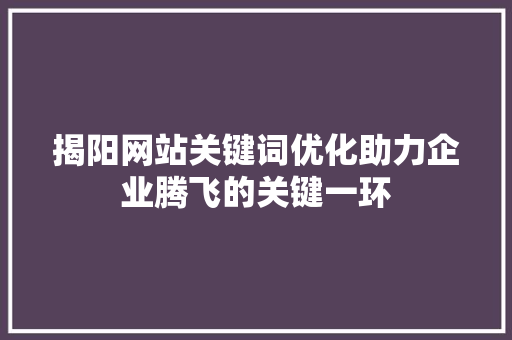 揭阳网站关键词优化助力企业腾飞的关键一环
