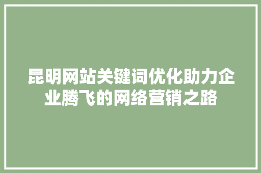 昆明网站关键词优化助力企业腾飞的网络营销之路