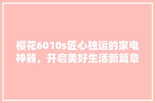 樱花6010s匠心独运的家电神器，开启美好生活新篇章