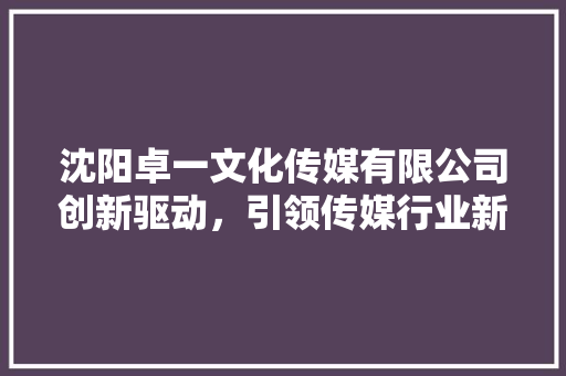 沈阳卓一文化传媒有限公司创新驱动，引领传媒行业新潮流