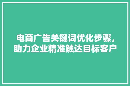 电商广告关键词优化步骤，助力企业精准触达目标客户
