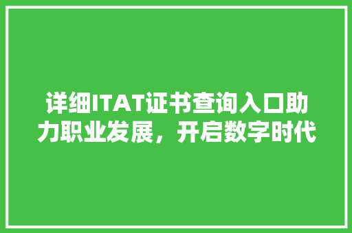 详细ITAT证书查询入口助力职业发展，开启数字时代新篇章