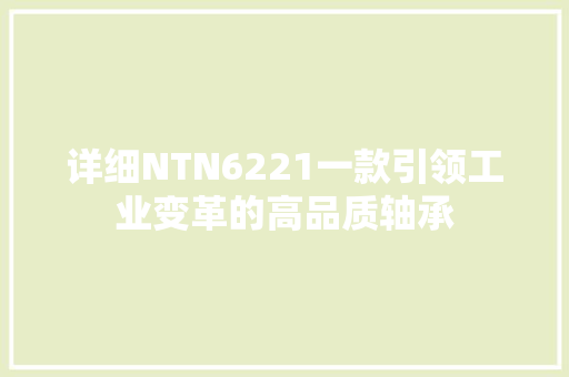 详细NTN6221一款引领工业变革的高品质轴承