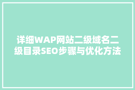详细WAP网站二级域名二级目录SEO步骤与优化方法