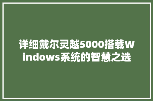 详细戴尔灵越5000搭载Windows系统的智慧之选