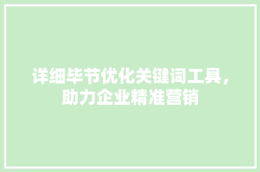 详细毕节优化关键词工具，助力企业精准营销