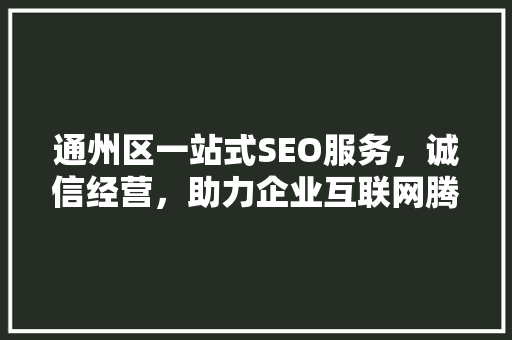 通州区一站式SEO服务，诚信经营，助力企业互联网腾飞