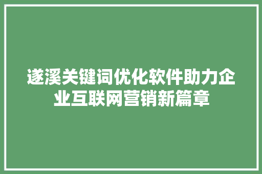 遂溪关键词优化软件助力企业互联网营销新篇章