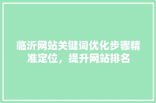临沂网站关键词优化步骤精准定位，提升网站排名
