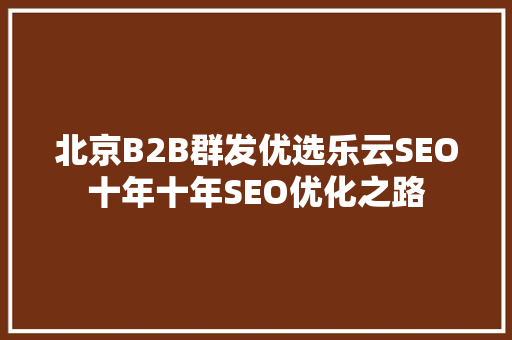 北京B2B群发优选乐云SEO十年十年SEO优化之路