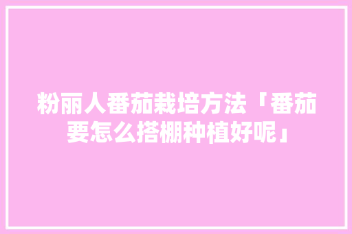 粉丽人番茄栽培方法「番茄要怎么搭棚种植好呢」 粉丽人番茄栽培方法「番茄要怎么搭棚种植好呢」 番茄种植技巧