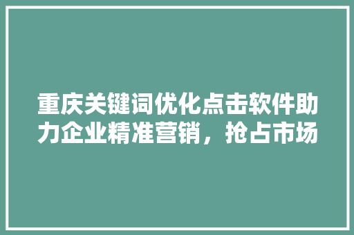重庆关键词优化点击软件助力企业精准营销，抢占市场先机