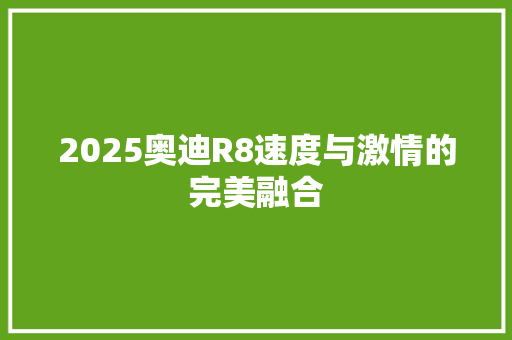 2025奥迪R8速度与激情的完美融合