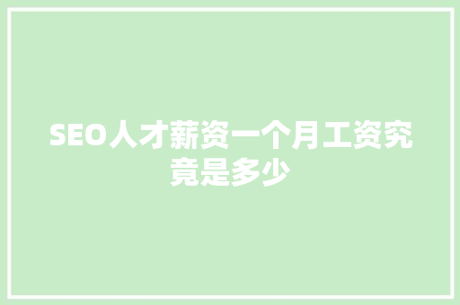 SEO人才薪资一个月工资究竟是多少
