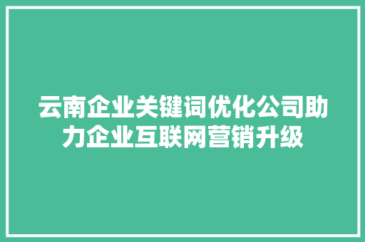 云南企业关键词优化公司助力企业互联网营销升级