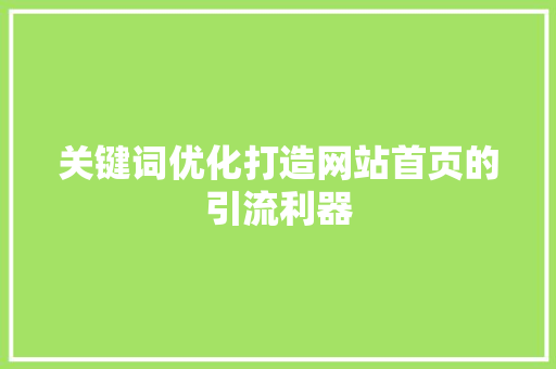关键词优化打造网站首页的引流利器