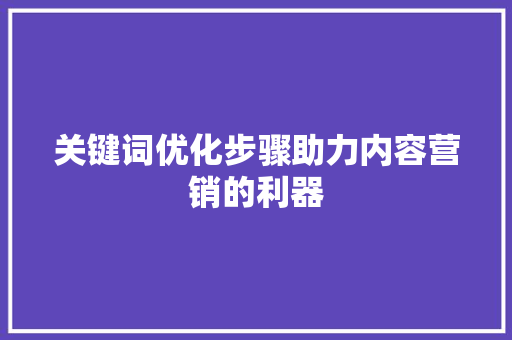 关键词优化步骤助力内容营销的利器