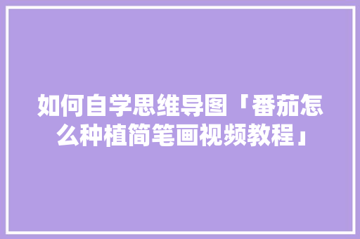 如何自学思维导图「番茄怎么种植简笔画视频教程」