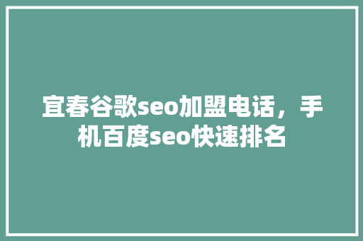 宜春谷歌seo加盟电话，手机百度seo快速排名