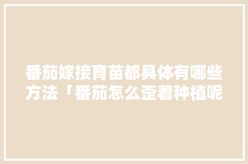番茄嫁接育苗都具体有哪些方法「番茄怎么歪着种植呢图片」 番茄嫁接育苗都具体有哪些方法「番茄怎么歪着种植呢图片」 土壤施肥