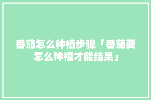 番茄怎么种植步骤「番茄要怎么种植才能结果」 花朵知识 番茄怎么种植步骤「番茄要怎么种植才能结果」 番茄怎么种植步骤「番茄要怎么种植才能结果」 花朵知识