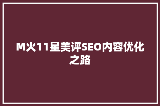 M火11星美评SEO内容优化之路 土壤施肥